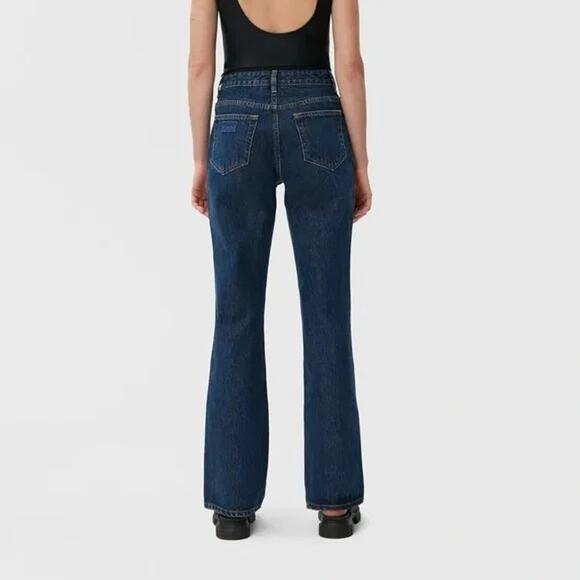 GANNI Betzy Slim Flare Jeans 26W x 32L Dark Blue Organic Cotton Scandi Girl - Picture 2 of 13